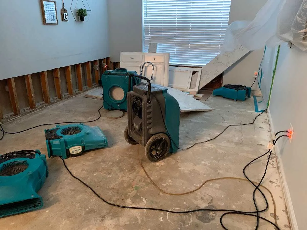 Dehumidifier in flood-cut room for Water Damage Restoration in Montrose